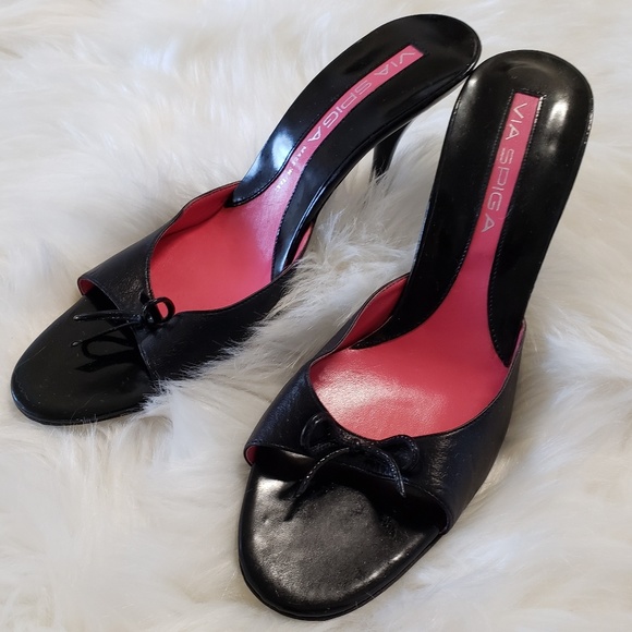 Via Spiga Shoes - B2G1 Via Spiga Black Kitten Bow Sandal Heels